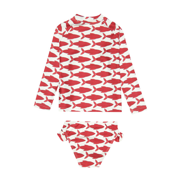 Red Fish Rash Guard Set