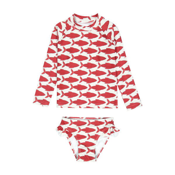 Red Fish Rash Guard Set