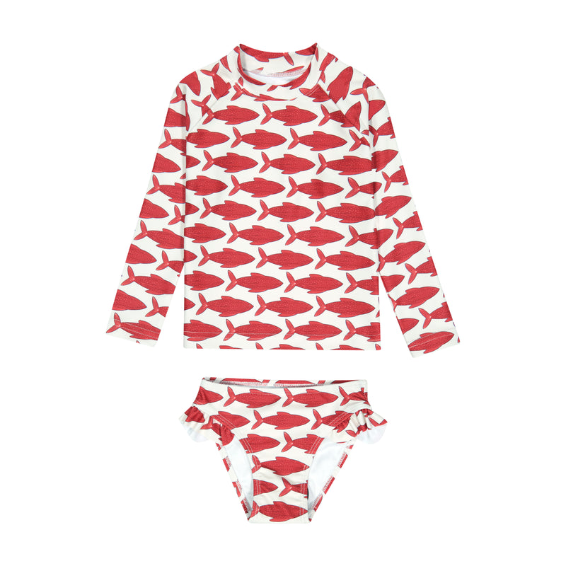 Red Fish Rash Guard Set