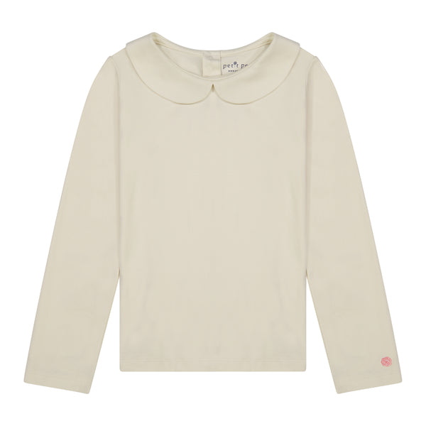Cream Pima Cotton Peter Pan Collar Top