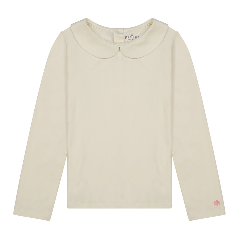 Cream Pima Cotton Peter Pan Collar Top
